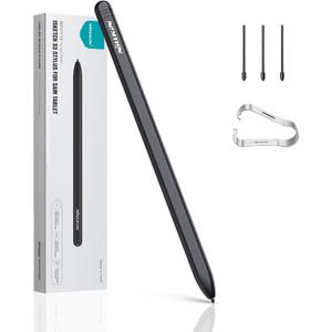 Nillkin EMR Stylus Pen with Digital Eraser, Support 4,096 Pressure Level. Tablet Pen Writing Stylus for Samsung Tablet Galaxy Tab S9+ S10+ Plus Writing Pen S9 Ultra S10 S8 S7 S6, 3 Extra Pen Tip (Black)