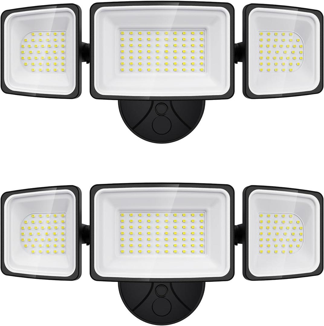 Onforu 130W Flood Lights Outdoor, 2 Packs Outdoor Security Lights 13000LM, 6500K LED Outdoor Flood Lighting Fixture, 3 Adjustable Heads, IP65 Waterproof Exterior Floodlight for Yard,Garage,Eave Mount (Black)