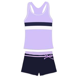 PROALLO Little Girls' Summer Swimwear Two Piece Boyshort Tankini Kids Swimsuit, 3XL, Purple 