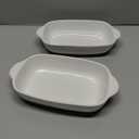 LEETOYI Ceramic Small Baking Dish, Porcelain 2-Piece Rectangular Bakeware with Double Handle, Baking Pans for Cooking and Cake Dinner 7.5"5 (White)