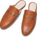 JENN ARDOR Mules for Women Flats Backless Loafers Shoes Slip On Slippers Pointed Toe Low Heel Work Slides Womens Mules Casual Shoes (8), Brown Mules