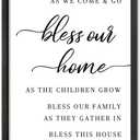 Bless This Home Wall Decor 16"×24" Modern Rustic Farmhouse Inspirational Blessing Sweet Family Quote Scripture Sign For Living Room Bedroom House Wall Art Hanging (Black)