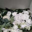 Ling's Moment Flower Garland  6FT Eucalyptus & Rose  Sweetheart Table Decor for Wedding Reception, Artificial Floral Garland for Mantle, Spring Garden Ceremony, Christmas Decoration, Ivory White