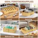 Retro Shaw Large Expandable Kitchen Lids Organizer for Cabinet, Covers, Pantry, Drawer & Countertop Storage, with 3 Adjustable Dividers, Hand-made Bamboo Food Container