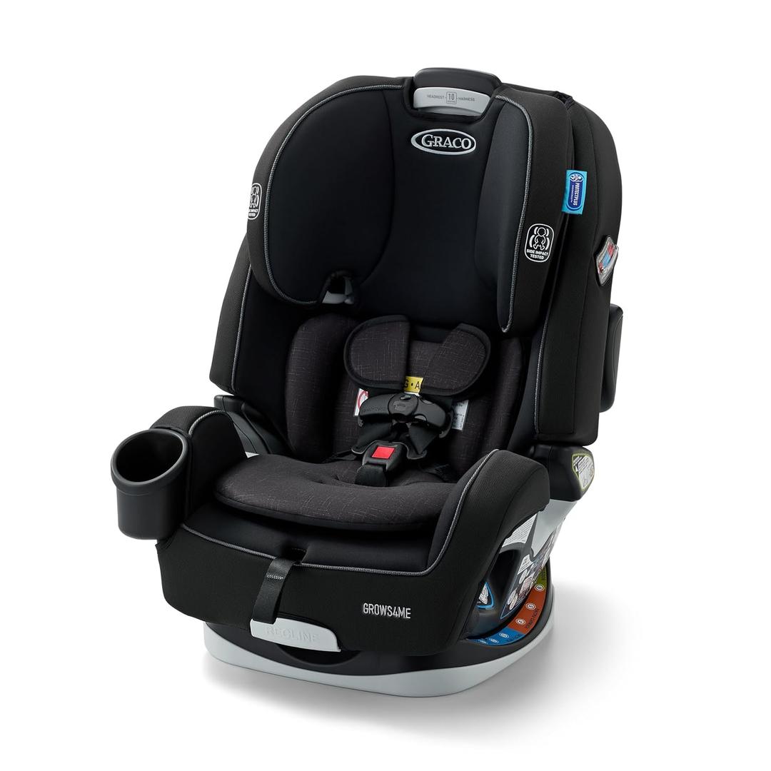 Graco Grows4Me 4-in-1 Convertible Car Seat, 10 Years of Use - Infant Car Seat to Toddler, 4 Stages of Use - Rear Facing, Forward Facing, High Back Booster, Backless Booster Seat, West Point Design, MFG 07/25/2025
