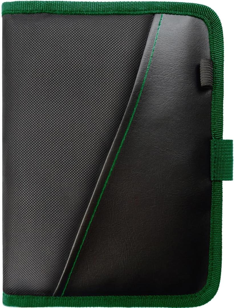 Glove Box Compartment Organizer - Car Document Holder - Owner Manual Case Pouch - Vehicle Storage Wallet for Registration & Insurance Card - Premium Auto Paperwork Holder - Log Book included - Green