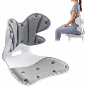 Foldable Adjustable Seat Cushion Back Support for Office Chair (Grey), Large
