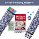 American Mahjong Set,166 Premium Acrylic Tiles with Blue Prints, 4 All-in-One Color Rack/Pushers, Complete Mahjong Game Set with Floral Blue Carrying Bag, 21.5 x 9.5 x 3 inches