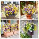 54 Bundles Artificial Flowers for Outdoor, 36 Pansy+18 Eucalyptus Camellia Silk Faux Flowers, Realistic Artificial Plants for Porch Garden Patio Yard Window Box and Home Decoration