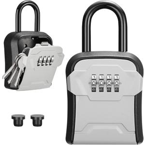 Puroma Lock Box, Key Lock Box Wall Mount & Portable Combination Lockbox with Resettable Code, Security Lockbox for Outside House Keys, Apartment Realtors Spare Keys Storage (1 Pack, Gray)