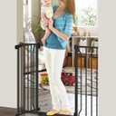 34" Extra Tall Baby Gate for Stairs, Auto Close Stroller Friendly Dog Gate Indoor for Doorways, Pressure Mounted 29"-45" Wide Baby Gate, Easy Walk Through Gate for Children & Pets, Black