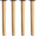 QLLY 28 inch Square Wooden Table Legs, Solid Wood Desk Legs, Wood Furniture Legs, Set of 4, Easy to Install - Perfect for DIY Dining Tables, Coffee Tables, and Benches (Natural, 28 inch)
