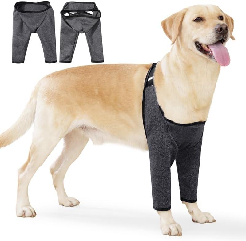 Norbi Dog Elbow Protector and Wound Care, Front Leg Brace Elbow Pads Stop Licking Recovery Sleeve for Medium Dogs Hemp Grey XXL