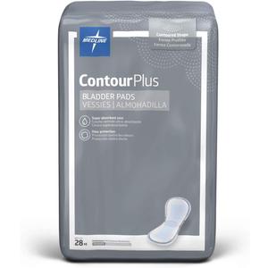 Medline ContourPlus Bladder Control Incontinence Pads, Moderate Absorbency, 5.5" x 10.5", 28 Count 12 bags