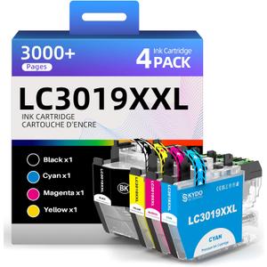Skydo LC3019XXL Ink Cartridges Replacement for LC3019 XXL LC 3019-XXL LC3019 Work with MFC-J5330DW MFC-J6530DW MFC-J6730DW MFC-J6930DW Printers (Black, Cyan, Magenta, Yellow, 4 Pack)