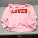 MAPICK Valentine Sweatshirts for Women Funny Letter Printed Chenille Patch Pullover Sweaters Long Sleeve Oversized Tops (X-Large, Light Pink a)
