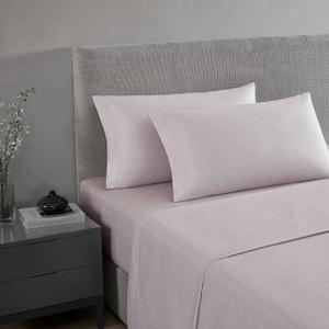 Vera Wang - Queen Sheet Set, Luxury Sateen Cotton Bedding, 800 Thread Count, Soft & Smooth Bedding Set (Eyelet Pink, Queen)