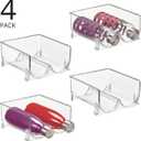 mDesign Plastic Stackable 2 Bottle Storage Holder Rack Organizer for Home, Kitchen Countertop, Cabinet, and Pantry - Holds Water Bottles, Perfect for Tumbler Cup - 4 Pack - Clear
