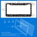 Black Leopard Pattern Metal License Plate Frames with Car Door Handle Films - 1PC Cheetah Print Universal Plate Holders for Men & Women