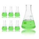 Utile Glass Erlenmeyer Flask Set, 500ml Narrow Mouth Erlenmeyer Flasks, 6pcs of Borosilicate 3.3 Glass Conical Flasks for Laboratory with Printed Graduation, 4016.0500.6