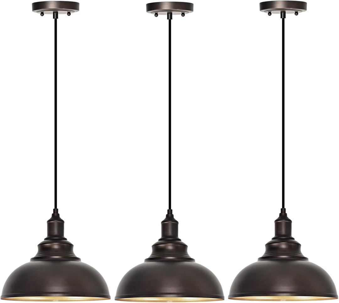 3-Pack Farmhouse Pendant Light Adjustable Pendant Lighting for Kitchen Island Industrial Hanging Barn Pendant Lights Over Island Sink Light Fixtures