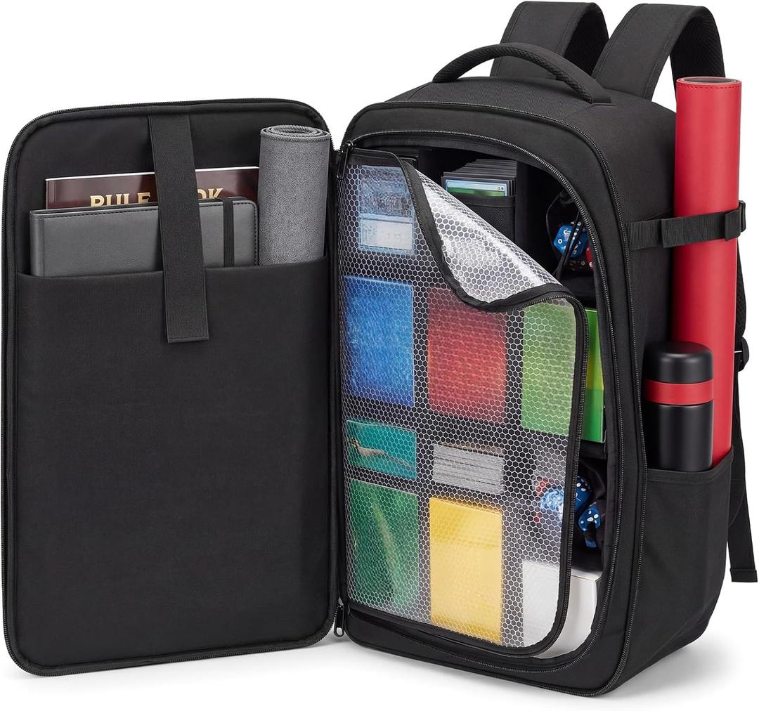 Geetery Large 23'' Tcg Backpack for Board Game Mtg Deck Card Storage Bag Tcg Backpack for Deck Boxes Sleeved Cards Playmats Binder Space Board Game Storage Compatible with Magic The Gathering Travel, 22.8 x 13.7 x 8.6 inches