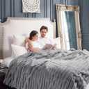 Cozy Bliss Faux Fur Throw Blanket for Couch, Cozy Warm Plush Striped Blanket for Sofa Bedroom Living Room, 108 * 90 Inches Gray