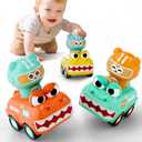 iPlay, iLearn Press to Go Animal Car Toys for Toddlers 1-3, Baby Push Go Friction Racing Cars Toy, 3pcs Infant Play Vehicle Set for 12 18 24 Month, 1st Birthday Gifts for 1 2 3 Year Old Boy Girl Child