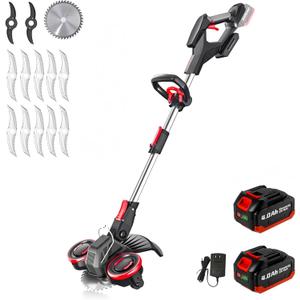 Brushless Weed Wacker Cordless, Battery Powered Weed Wacker wtih Blade, 3-in-1 Brush Cutter & Edger & Mini-Mower with Two 4.0Ah Battery and Charger, 45+Mins, K&GO Force