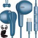 USB C Headphones for iPhone 17 Air 16 15 Pro Max Plus, Type C Earphone with Mic HiFi Stereo Volume Magnet in Ear USBC Wired Earbud for Samsung Galaxy S26 S25 S24 Ultra S23 Fe S22+ Flip/Pixel 10, Blue