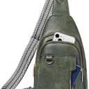 GAEKEAO Sling Bag for Women Crossbody Bags Fanny Pack Vegan Leather Chest Bag Travel Shoulder Belt Purse Backpack Gifts (9930-green)