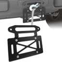 Winch License Plate Frame Compatible with 10" Hawse Fairlead, Universal Front License Bracket Holder Relocation, Bumper Winch Mount Roller, Fit for Most Pickup Trucks, Off-Road Cars and SUVs (Medium)