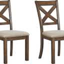 Signature Design by Ashley Moriville Modern Farmhouse 19" Upholstered Dining Room Chair, 2 Count, Brown, 2 set