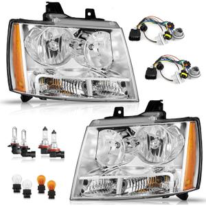 WEELMOTO Headlights Pair for 07-14 Chevy Avalanche/Suburban, 08-13 Tahoe