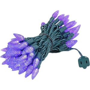Novelty Lights 24FT 70 LED C6 Christmas String Lights, Outdoor Tree Commercial Grade Permanent Decorations (Purple) (Green Wire)