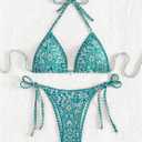 SOLY HUX Women's Halter Bikini Sets Floral Print Sexy Swimsuits 2 Piece Triangle Bathing Suits, LA