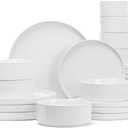 Famiware Nebula Plates and Bowls Set, 24 Pieces Dinnerware Sets, Dishes Set for 8, White