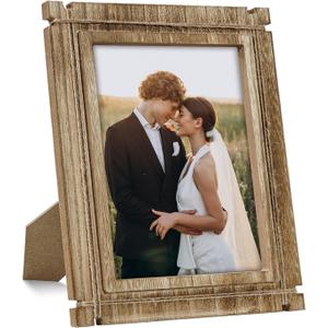 Picture Frames Rustic Photo Frame 6x8 Wood Picture Frame Farmhouse Decor for Wall Mount and Tabletop Display Brown