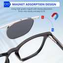 DEHOTRE Non Prescription Glasses Eyeglasses Men with Magnetic Clip On TAC Polarized Sunglasses Acetate Frame Clear Lens (Black)