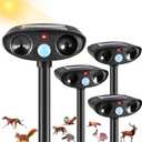 4Pack Solar Ultrasonic Animal Repellent Outdoor Animal Repeller with Motion Detection Cat Deterrent Outdoor Deer Repellent Device Animal Deterrent for Raccoon Squirrel Rabbit Skunk Repellent for Yard
