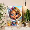 DIY Paint by Numbers for Adults Little Girl with Bright Eyes Painting Acrylic Paint Oil Painting African American Girl Painting Kits Eiffel Tower Canvas Art Bedroom Decor 16x20 Inch（Without Frame）