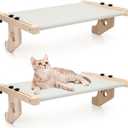 Pinkunn 2 Set Cat Perch for Window Sill Cat Window Hammock Seat for Kittens and Pets Easy to Adjust & Assemble Pet Bed for Windowsill, Bedside, Drawer and Cabinet(Gray)