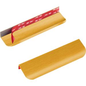 5 Pack Adhesive Edge Finger Pulls for CabinetsKitchen Aluminium Alloy Concealed Drawer Pulls No Drilling Required Flat Stick On Cabinet Handles (Gold, 5.9" Overall Length)