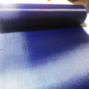 Carbon Fiber& Blue Kevlar Mixed Fabric 152cm Twill Aramid Fiber Hybrid Carbon Kevlar Cloth
