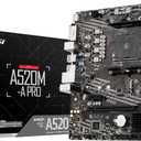 MSI A520M-A PRO V1 Gaming Motherboard (AMD Ryzen 5000, AM4, DDR4, PCIe 3.0, SATA 6Gb/s, M.2, USB 3.2 Gen 1, DVI/HDMI, Micro-ATX)
