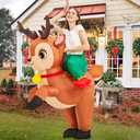 JUROSAICA Inflatable Reindeer Costume Adult Blow Up Deer Elk Animal Costumes Ride On Holiday Inflatable Halloween Christmas Costume For Women Men Party
