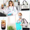 Teenyyou 7 Pcs Nurse Gifts for Women Set Rn Appreciation Set Nurses Week Nurses Winter Gift Include Tote Bag Stethoscope Case Ballpoint Pen Badge Reel Clipboard Keychain(Blue,Fresh Style)