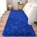 Soft Runner Rugs for Bedroom Hallways, 2x6 Royal Blue Fluffy Shag Throw Area Rug Non Slip for Bedside Dorm, Long Shaggy Furry Carpet for Nursery Living Room (2' x 6')