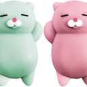 Nutty Toys Squishy Cat Set - 2" Soft Silicone Kawaii Kitties, Top Stress Relief Toy 2026 Unique Gifts for Teens Kids Women Men Adults Best Teenage Girls Teen Boy Tween Valentines Day, Easter Gift Idea (Pink/ Green)