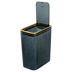 Transparent TrashCan, Bathroom TrashCans with Lids, 2.6 Gallon Garbage Can for Bedroom, Office, Plastic Slim Waste Basket with Press Top Lid, 10L Clear TrashBin for Home, Kitchen (Blue)